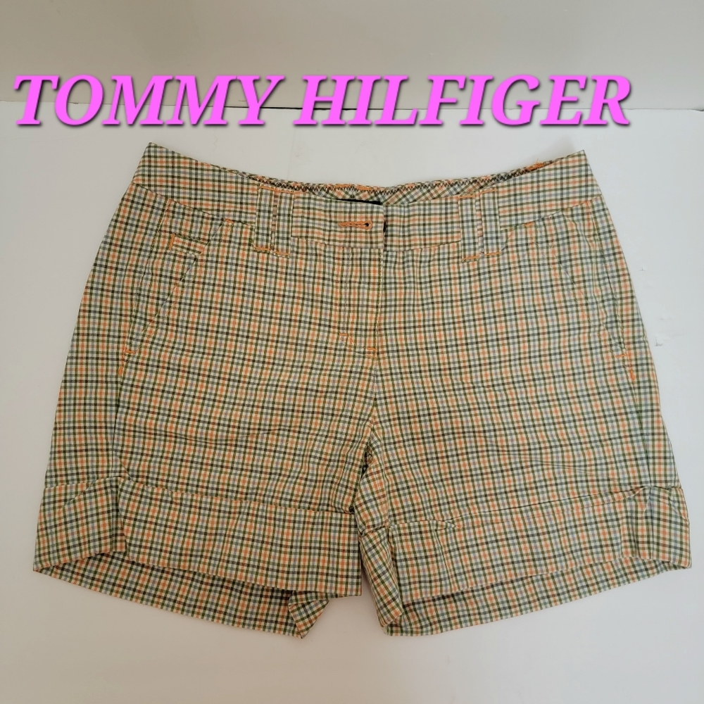 TOMMY HILFIGER toothpick gingham chino golf shorts